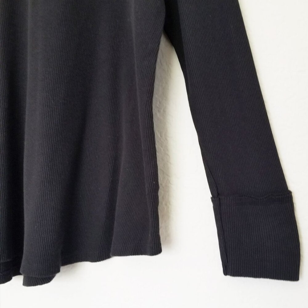 Soft Surroundings Wildflower Floral Embroidered Thermal Top Waffle Knit Black L - Picture 11 of 16